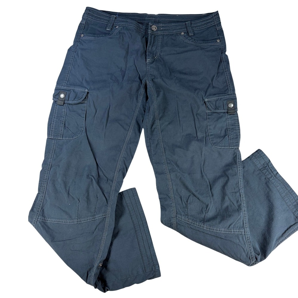 Kuhl Splash Roll-Up Cargo Pants Hiking Outdoor Navy Blue 14 Reg Womens Cotton